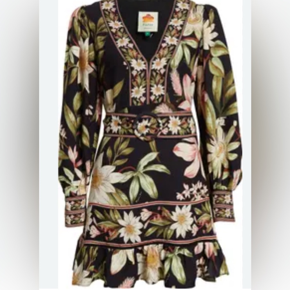FARMRio Surreal Flowers Long Sleeve Minidress